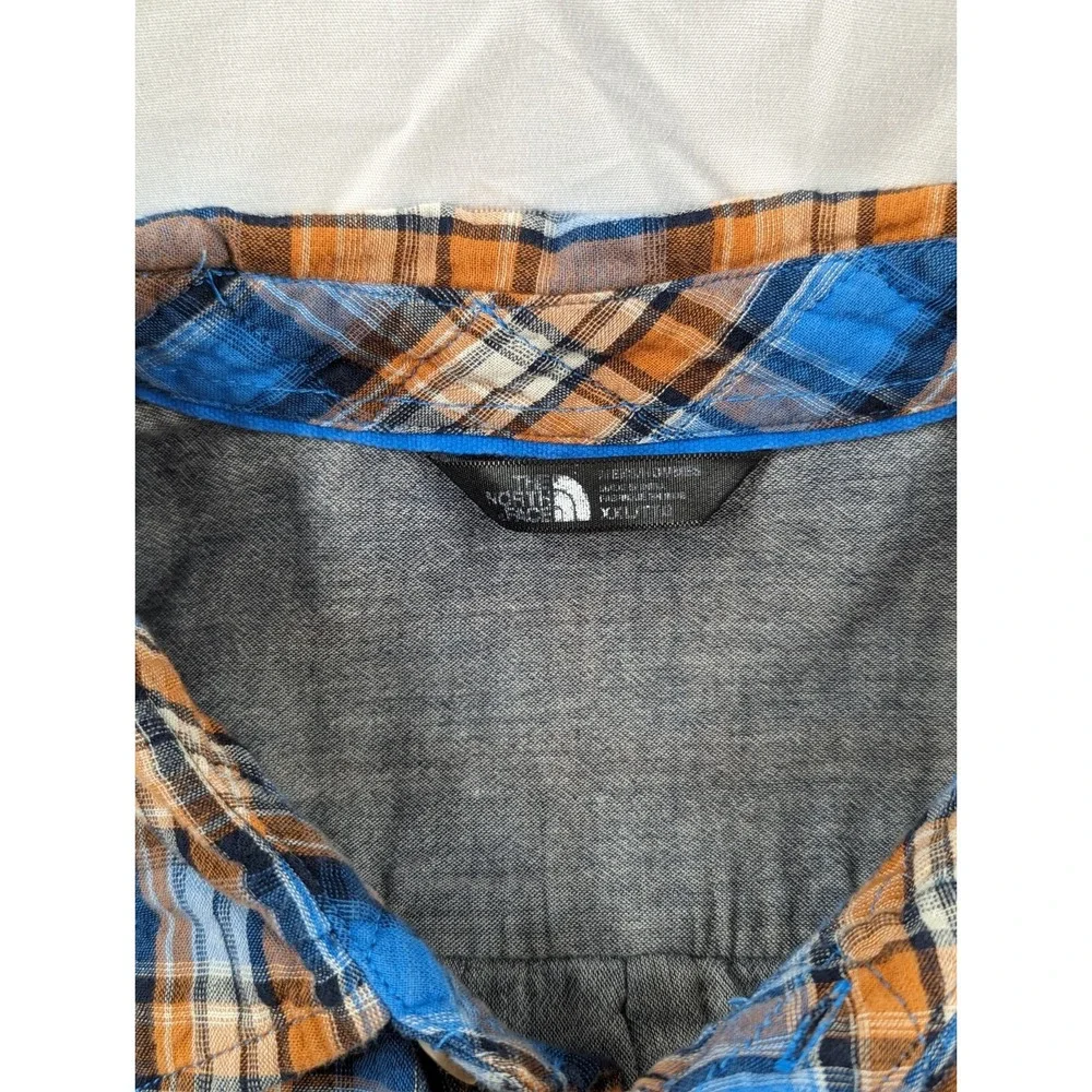The North Face Cotton Short‎ Sleeve Plaid Hiking Outdoor Button Shirt Size 2XL